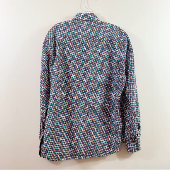 Bugatchi UOMO Multi-Color Plus Pattern Button Down Long Sleeve Shirt - Picture 11 of 11